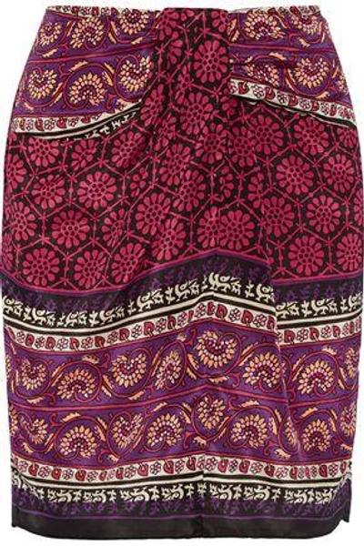 Anna Sui Woman Pleated Metallic Cotton-blend Jacquard Dress Multicolor In Claret