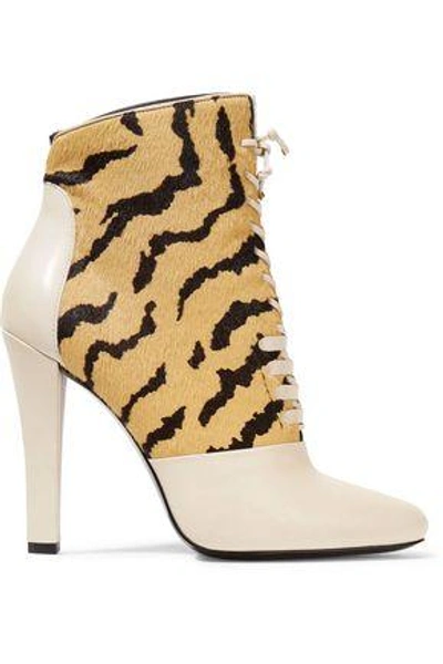 3.1 Phillip Lim / フィリップ リム 3.1 Phillip Lim Woman Harleth Leather And Printed Calf Hair Ankle Boots Yellow