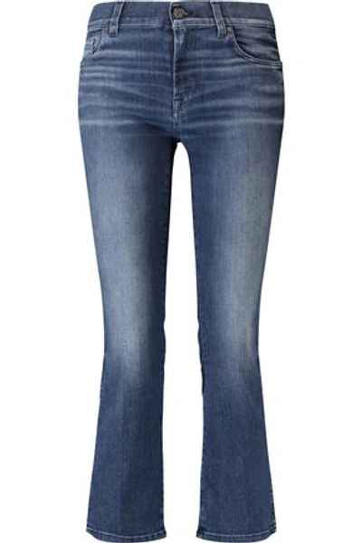 7 For All Mankind Woman Cropped Mid-rise Bootcut Jeans Mid Denim