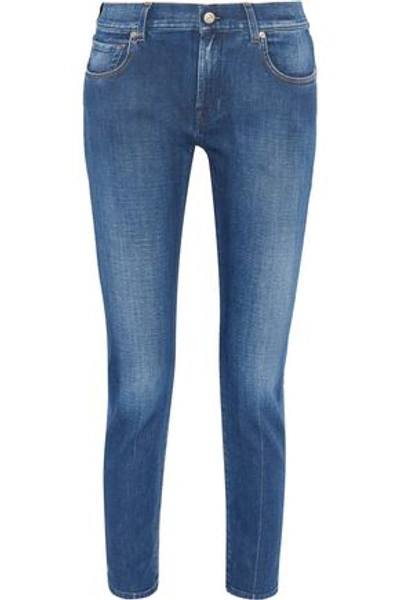 7 For All Mankind Woman Mid-rise Slim-leg Jeans Mid Denim