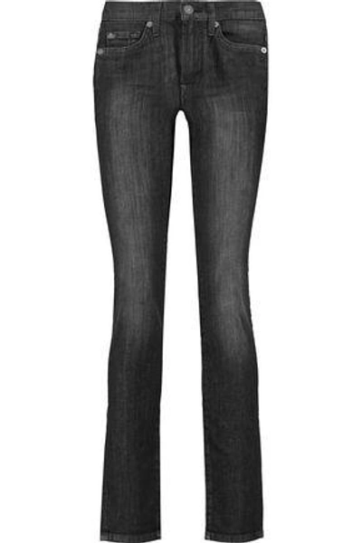 7 For All Mankind Woman Rozie Mid-rise Slim-leg Jeans Black