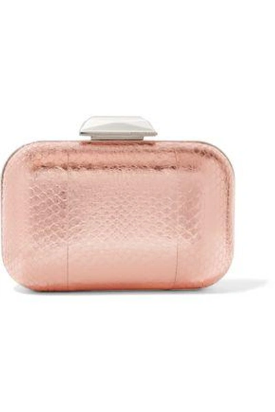 Jimmy Choo Cloud Embellished Metallic Elaphe Clutch In Pink