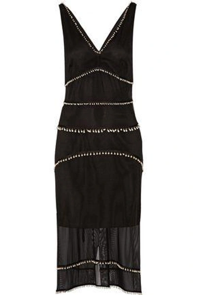 Altuzarra Gabrieli Swarovski Pearl-embellished Silk Dress In Black