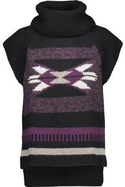 Autumn Cashmere Woman Navajo Intarsia-knit Turtleneck Sweater Black