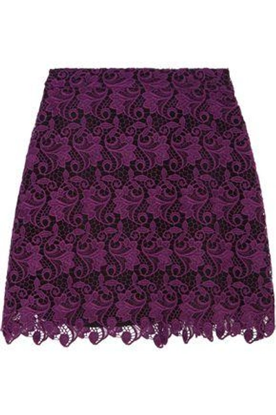 Alice And Olivia Woman Riley Macramé Lace Mini Skirt Plum