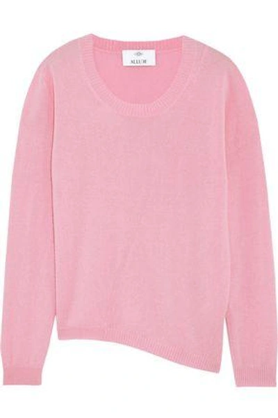 Allude Asymmetric Wool And Cashmere-blend Sweater In Baby Pink