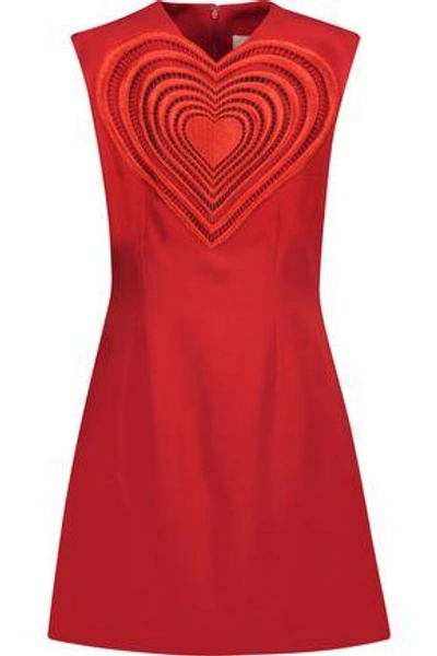 Christopher Kane Woman Embroidered Cutout Crepe Mini Dress Red
