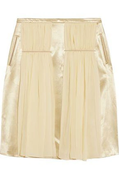 Christopher Kane Woman Chiffon-paneled Satin Skirt Ivory