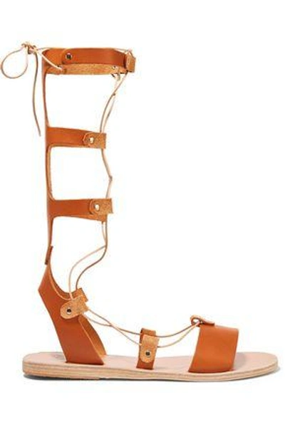 Ancient Greek Sandals Woman Thebes Lace-up Leather Sandals Tan