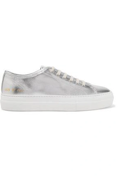 Common Projects Woman Tournament Metallic Leather Sneakers Silver