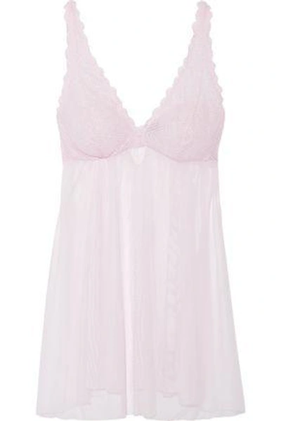 Cosabella Abilene Lace And Tulle Chemise In Lavender