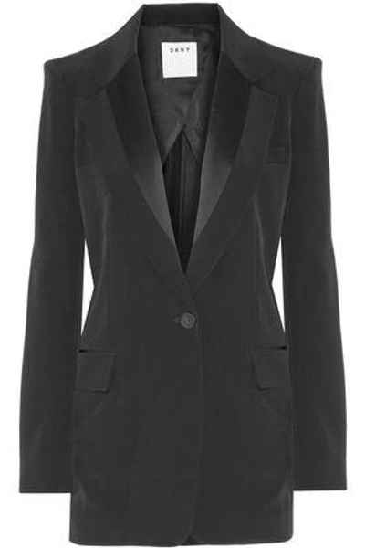 Dkny Satin-trimmed Faille Blazer In Black