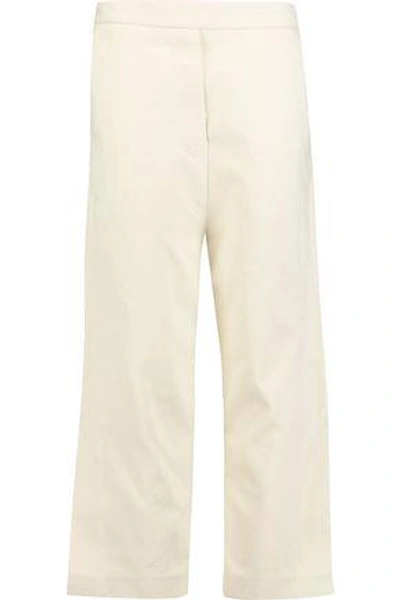 Ellery Woman Yoko Cropped Cotton-blend Twill Wide-leg Pants Cream