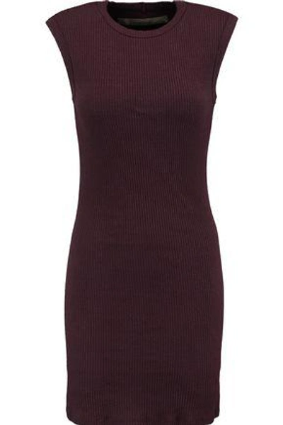Enza Costa Woman Marled Ribbed-knit Mini Dress Burgundy