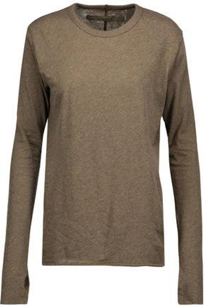 Enza Costa Woman Cotton And Cashmere-blend Sweater Army Green
