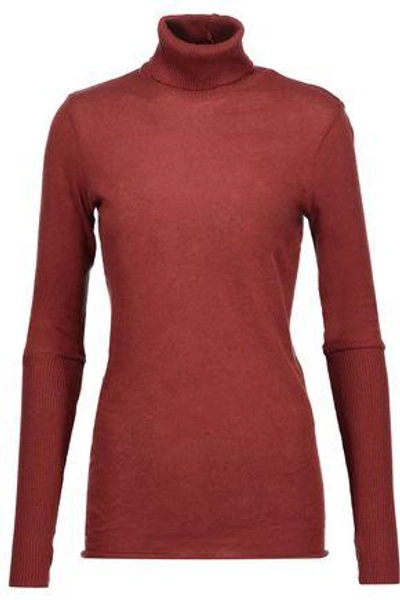 Enza Costa Woman Cotton And Cashmere-blend Turtleneck Sweater Burgundy