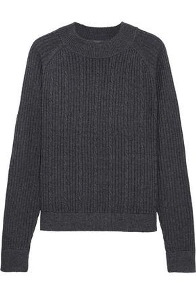 Frame Woman Cable-knit Merino Wool-blend Sweater Charcoal