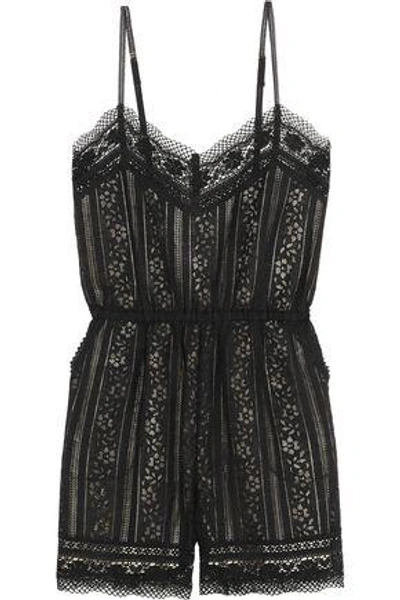 Goen J Woman Cotton-blend Lace Playsuit Black