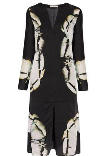 Halston Heritage Woman Printed Silk Dress Black