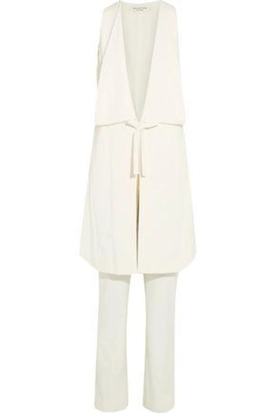Halston Heritage Halston Woman Draped Crepe De Chine Jumpsuit Ivory