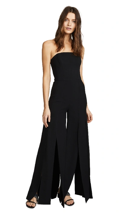 Halston Heritage Woman Belted Layered Crepe Jumpsuit Black