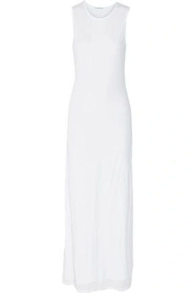 James Perse Woman Shirred Cotton-blend Jersey Midi Dress Ivory In White
