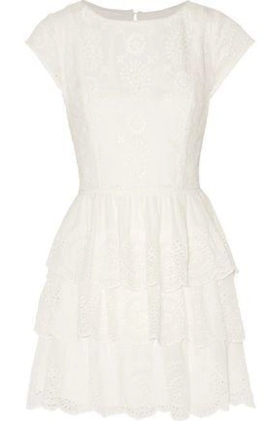 Joie Tiered Broderie Anglaise Silk Mini Dress In White