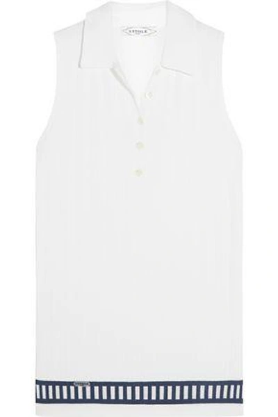 L'etoile Sport Woman Madea Ribbed Stretch-jersey Polo Top White