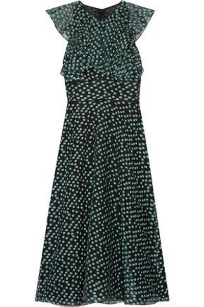 Lela Rose Woman Ruffled Fil Coupé Organza Midi Dress Mint In Black