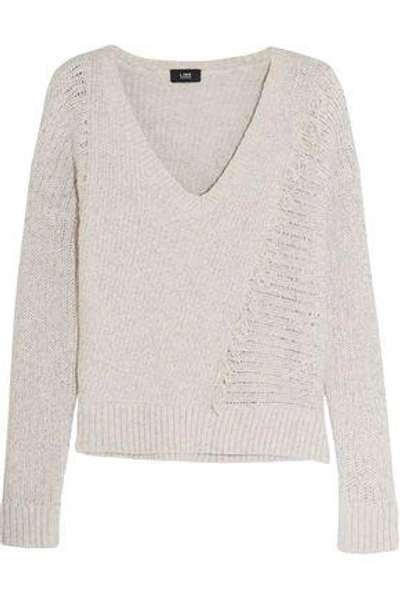 Line Woman Fringed Open-knit Cotton Sweater Ecru In Ecru Ok