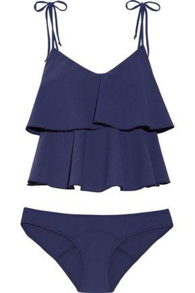 Lisa Marie Fernandez Woman Imaan Ruffled Stretch-crepe Bikini Indigo In Blue