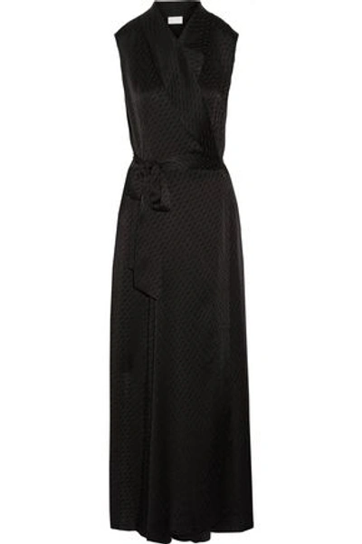 Maison Margiela Satin-jacquard Wrap Maxi Dress In Black