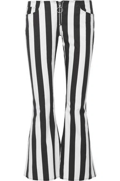 Marques' Almeida Striped Cotton-poplin Kick-flare Pants In Black