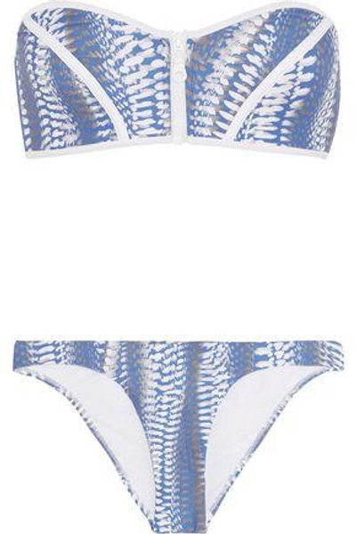 Melissa Odabash Woman Hamptons Printed Bandeau Bikini Blue