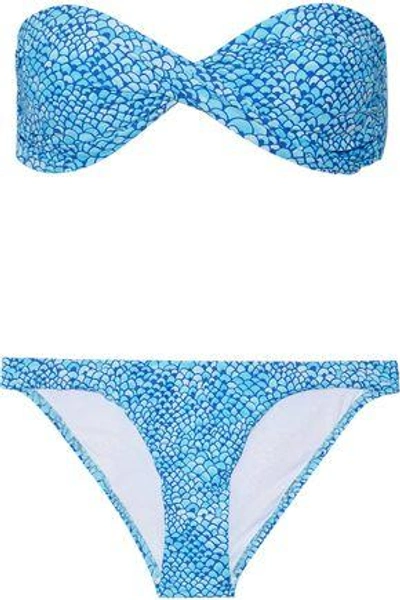 Melissa Odabash Woman Martinique Snake-print Bandeau Bikini Turquoise