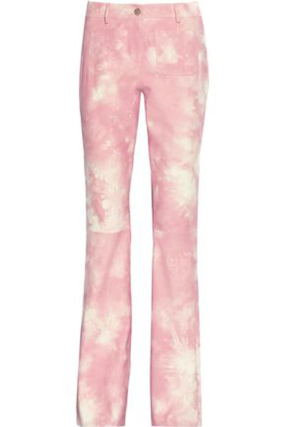 Michael Kors Printed Suede Flared Pants In Baby Pink