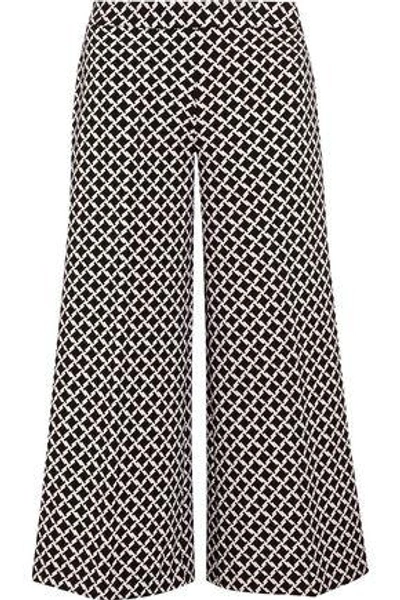 Michael Michael Kors Woman Cropped Printed Stretch-crepe Culottes Black