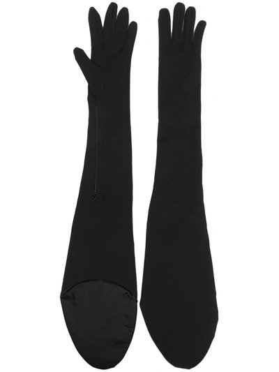 Mm6 Maison Margiela Zipped Elbow-length Gloves In Black