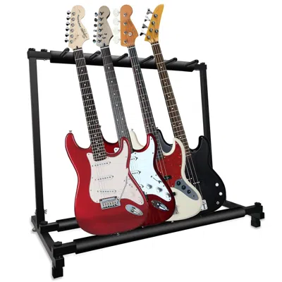 5 Core Guitar Rack 5 Slot Multi Guitar Stand Triple Display Floor Stand Safe Storage Foldable Portable For 