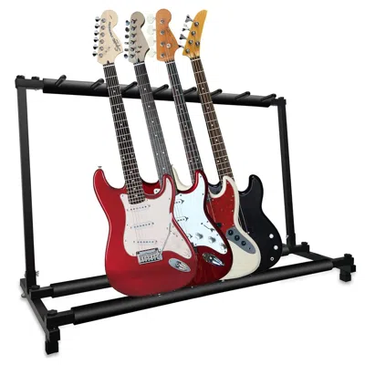 5 Core Guitar Rack 7 Slot Multi Guitar Stand Triple Display Floor Stand Safe Storage Foldable Portable For 