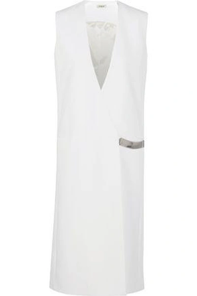 Mugler Woman Wrap-effect Embellished Cady Vest White