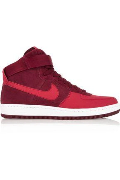 Nike Woman Air Force 1 Ultra Force Mid Suede And Leather Sneakers Red
