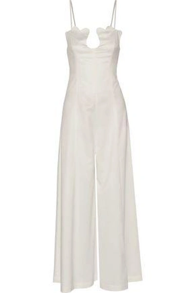 Paper London Woman Scalloped Crepe De Chine Jumpsuit White