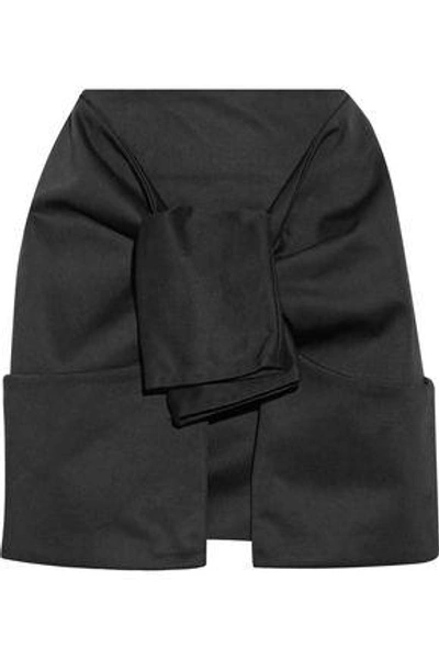 Paper London Woman Elvira Tie-front Cotton-twill Mini Skirt Black