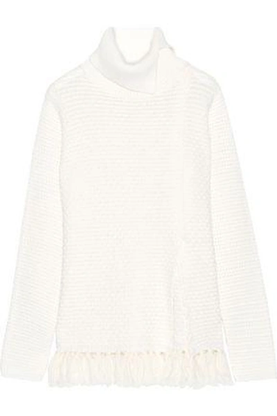 Proenza Schouler Woman Tasseled Wool-blend Turtleneck Sweater White