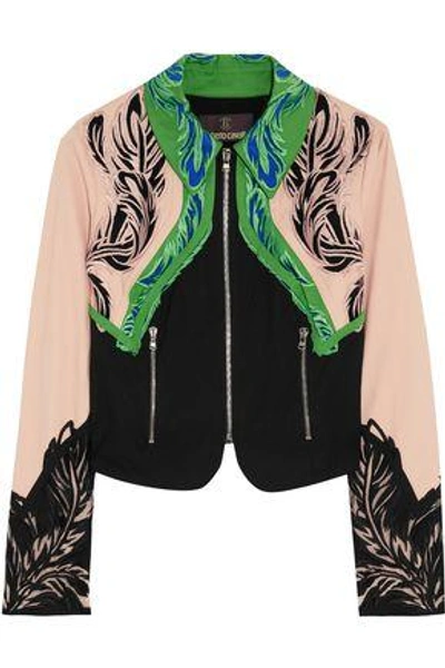 Roberto Cavalli Woman Embroidered Cotton-blend Jacket Black