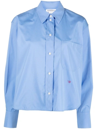 Victoria Beckham Long-sleeve Cotton Shirt In Blue