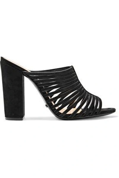 Schutz Woman Veronika Cutout Suede Mules Black
