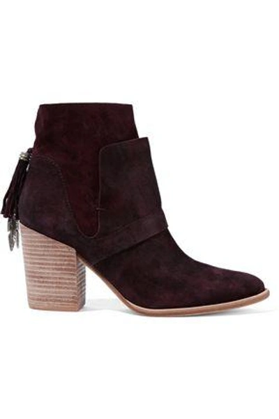 Sigerson Morrison Woman Gianna Tasseled Suede Ankle Boots Merlot