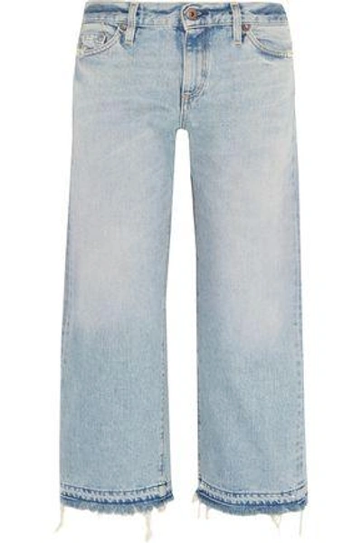 Simon Miller Woman W005 Grants Cropped Frayed Wide-leg Jeans Light Denim